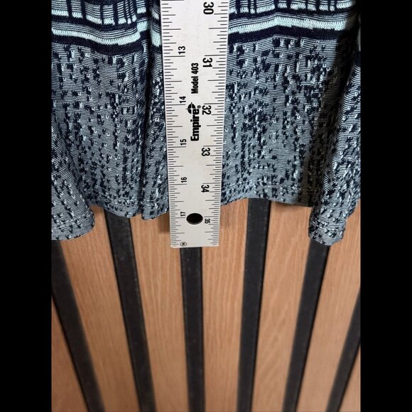 BCBG Maxazria Shift Dress Small Womens Blue Long Sleeve Geometric Print Stretch - Picture 5 of 7